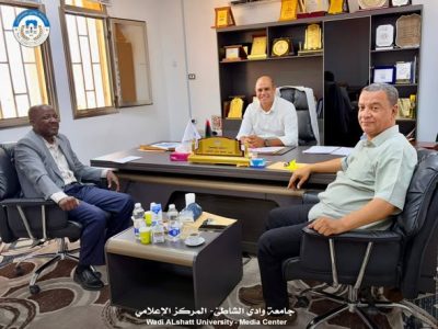 جامعة وادي الشاطئ تستقبل مدير الهيئة العامة لتشجيع الاستثمار وشؤون الخصخصة بالمنطقة الجنوبية لبحث آفاق التعاون