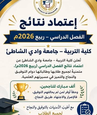  اجتماع مجلس كلية التربية جامعة وادي الشاطئ لإعلان نتائج الفصل الدراسي ربيع 2026